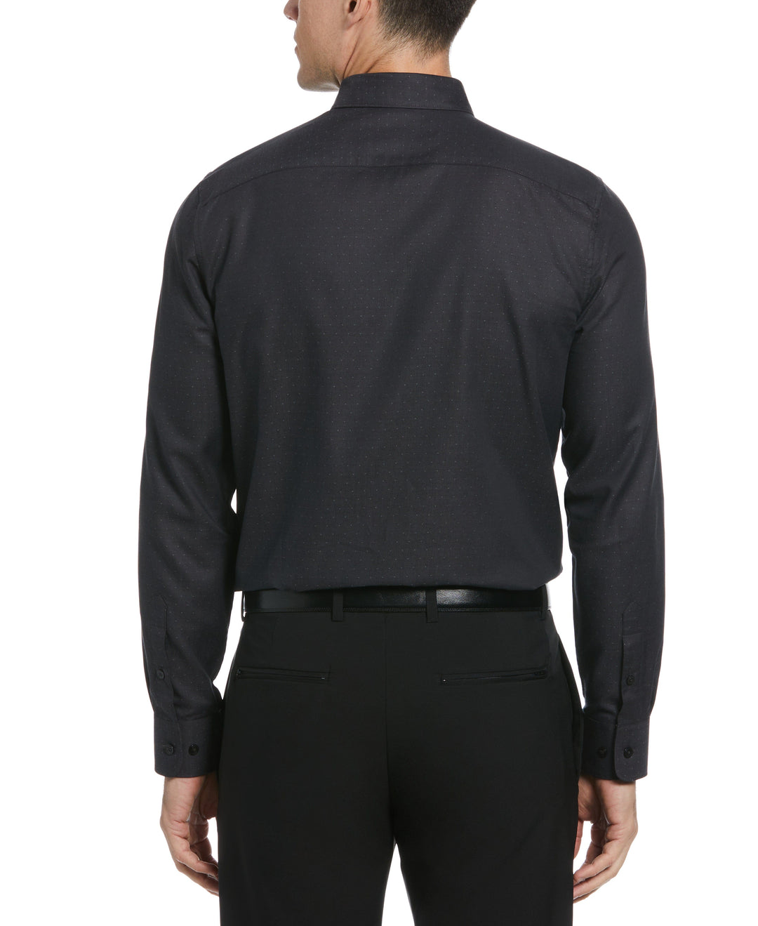 Slim Fit Dobby Polka Dot Print Shirt (Black) 