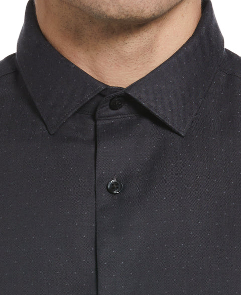 Slim Fit Dobby Polka Dot Print Shirt (Black) 