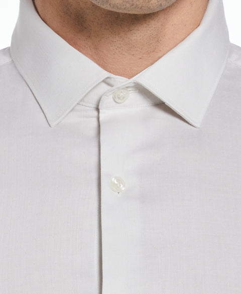 Slim Fit Dobby Polka Dot Print Shirt (Bright White) 
