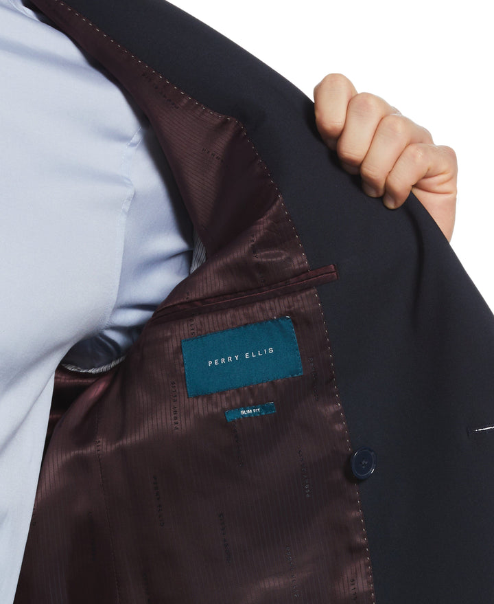 Slim Fit Peak Lapel Tech Suit Jacket (Navy) 
