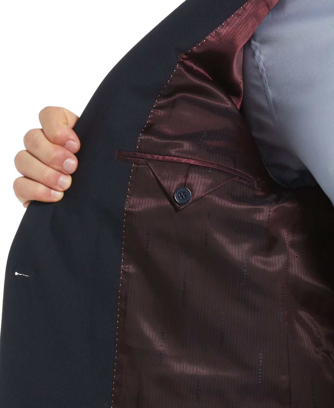 Slim Fit Peak Lapel Tech Suit Jacket (Navy) 