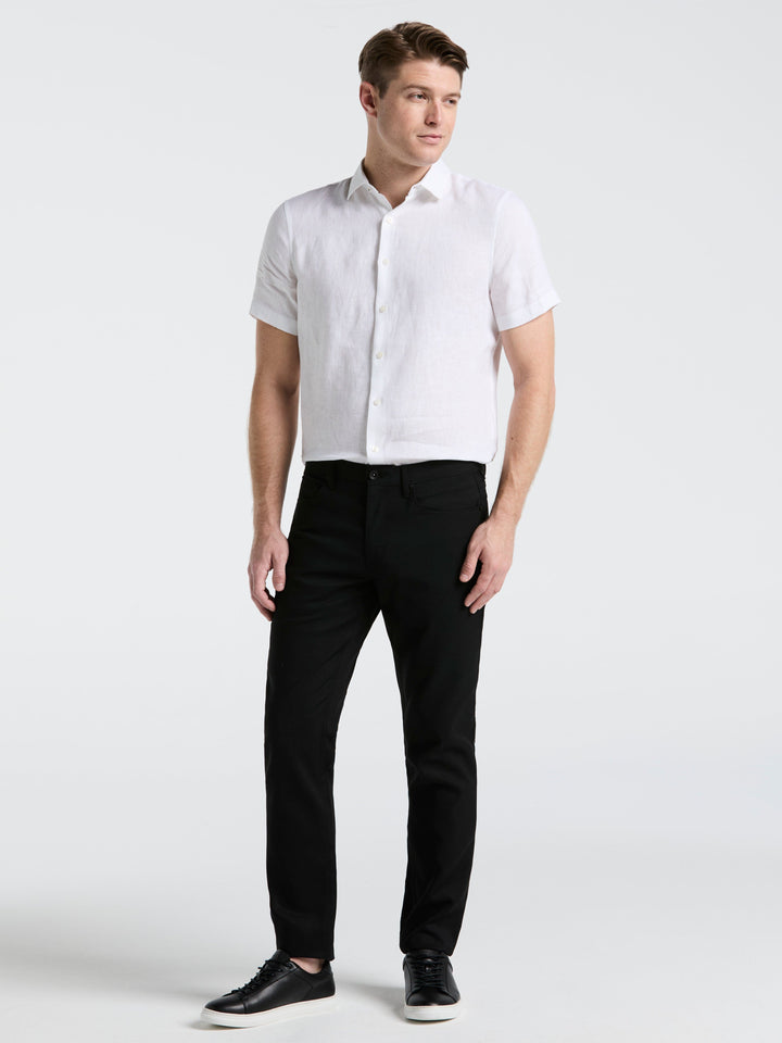 Double Weave Slim Fit 5-Pocket Pants (Black) 