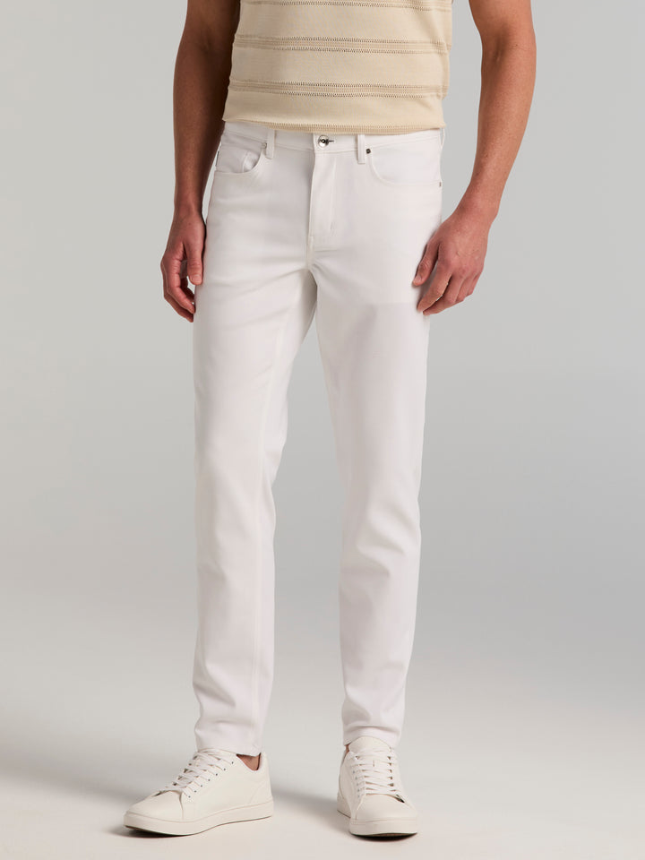 Double Weave Slim Fit 5-Pocket Pants (Bright White) 