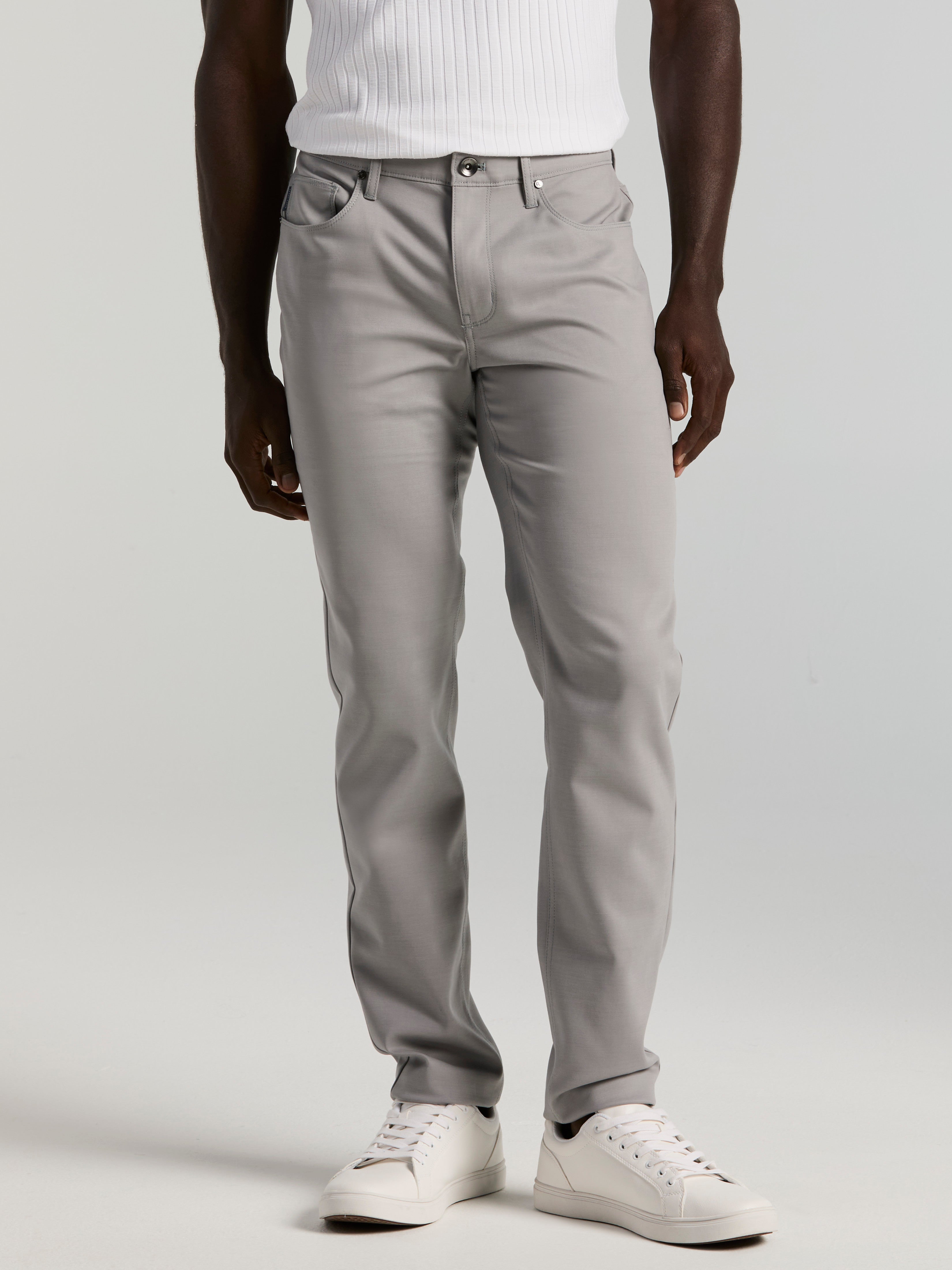 Slim Fit Double Cloth 5-Pocket Pants – Perry Ellis