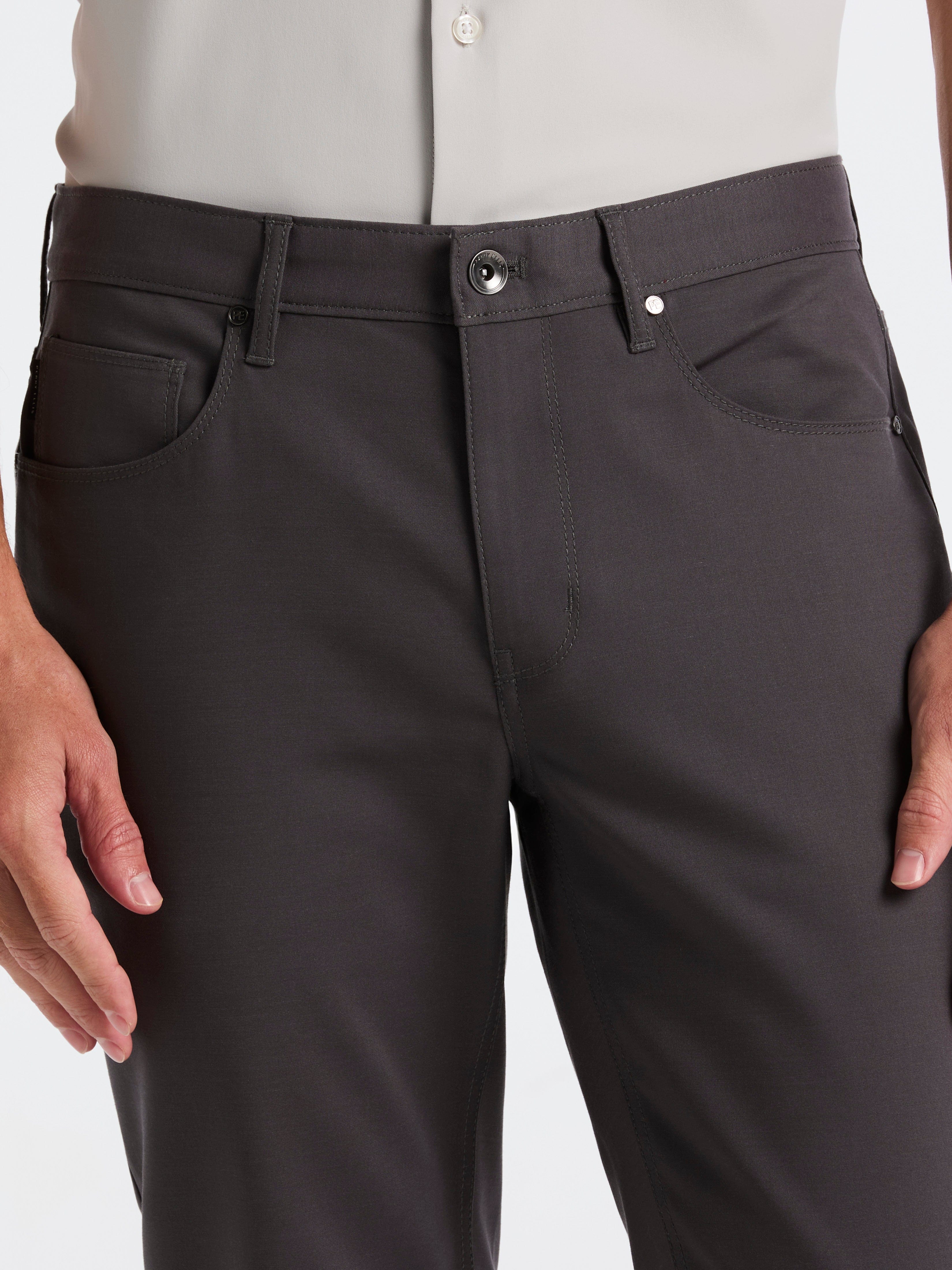 Slim Fit Double Cloth 5-Pocket Pants – Perry Ellis