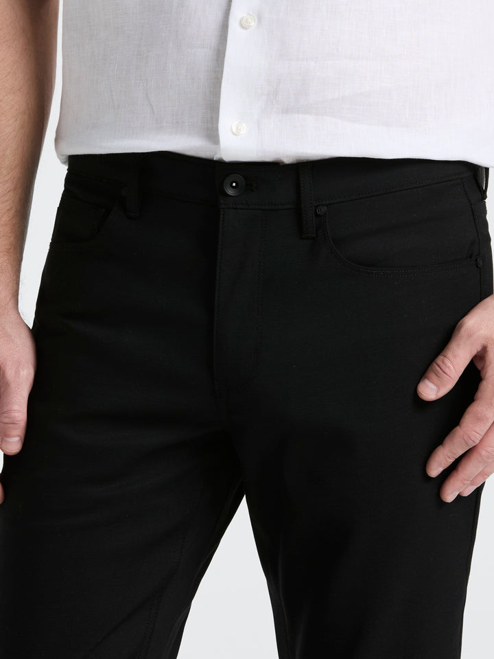 Double Weave Slim Fit 5-Pocket Pants (Black) 