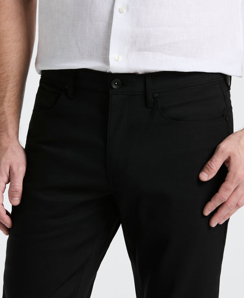 Double Weave Slim Fit 5-Pocket Pants (Black) 