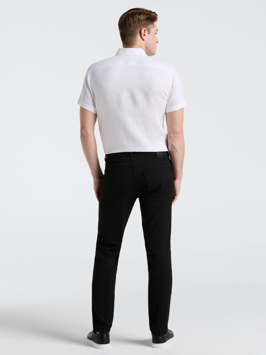 Double Weave Slim Fit 5-Pocket Pants (Black) 