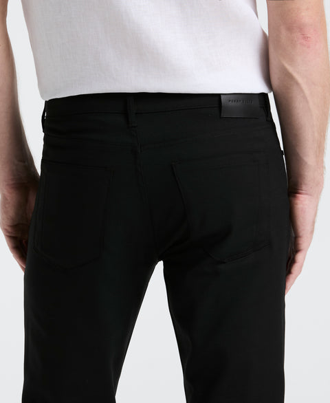Double Weave Slim Fit 5-Pocket Pants (Black) 