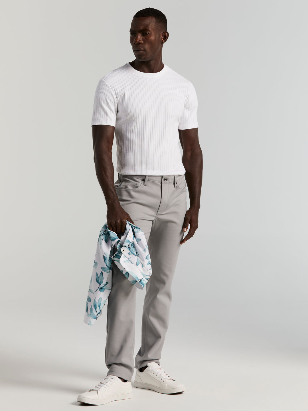 Double Weave Slim Fit 5-Pocket Pants (Chiseled Stone) 