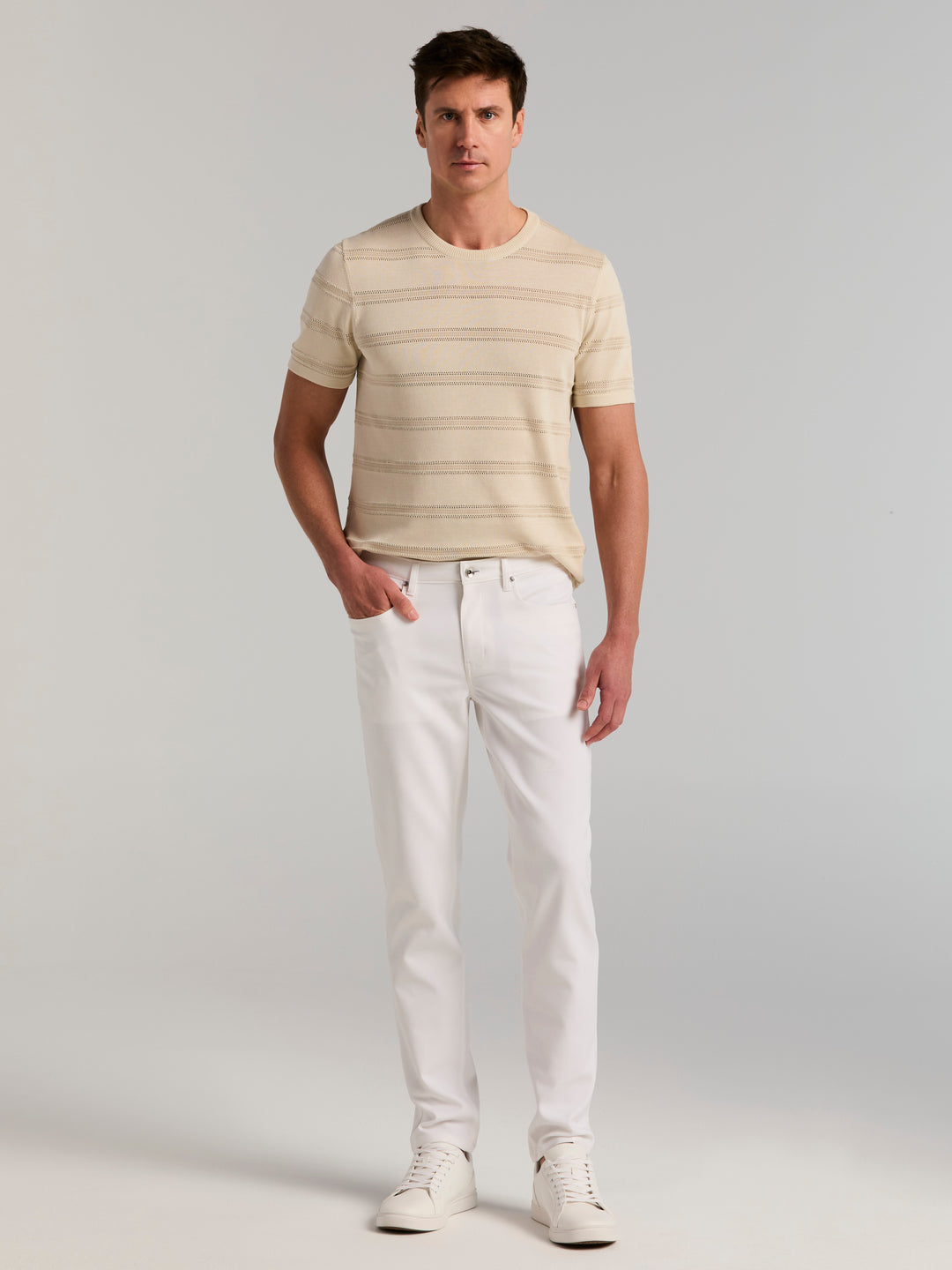 Double Weave Slim Fit 5-Pocket Pants (Bright White) 