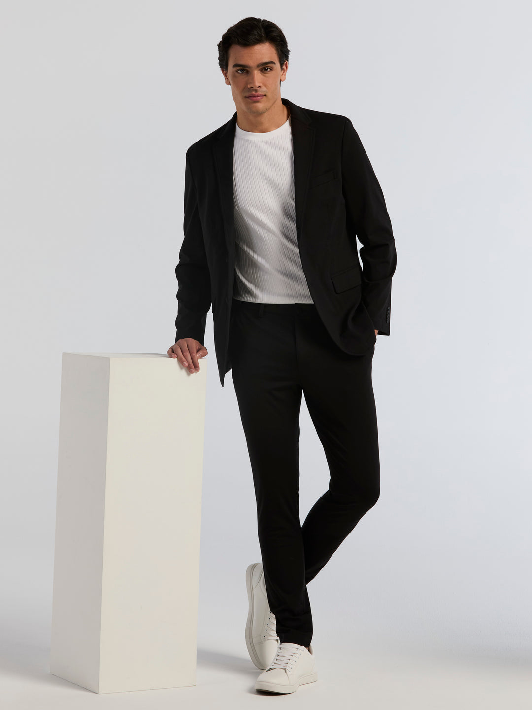 Double Knit Slim Fit Jacket (Black) 