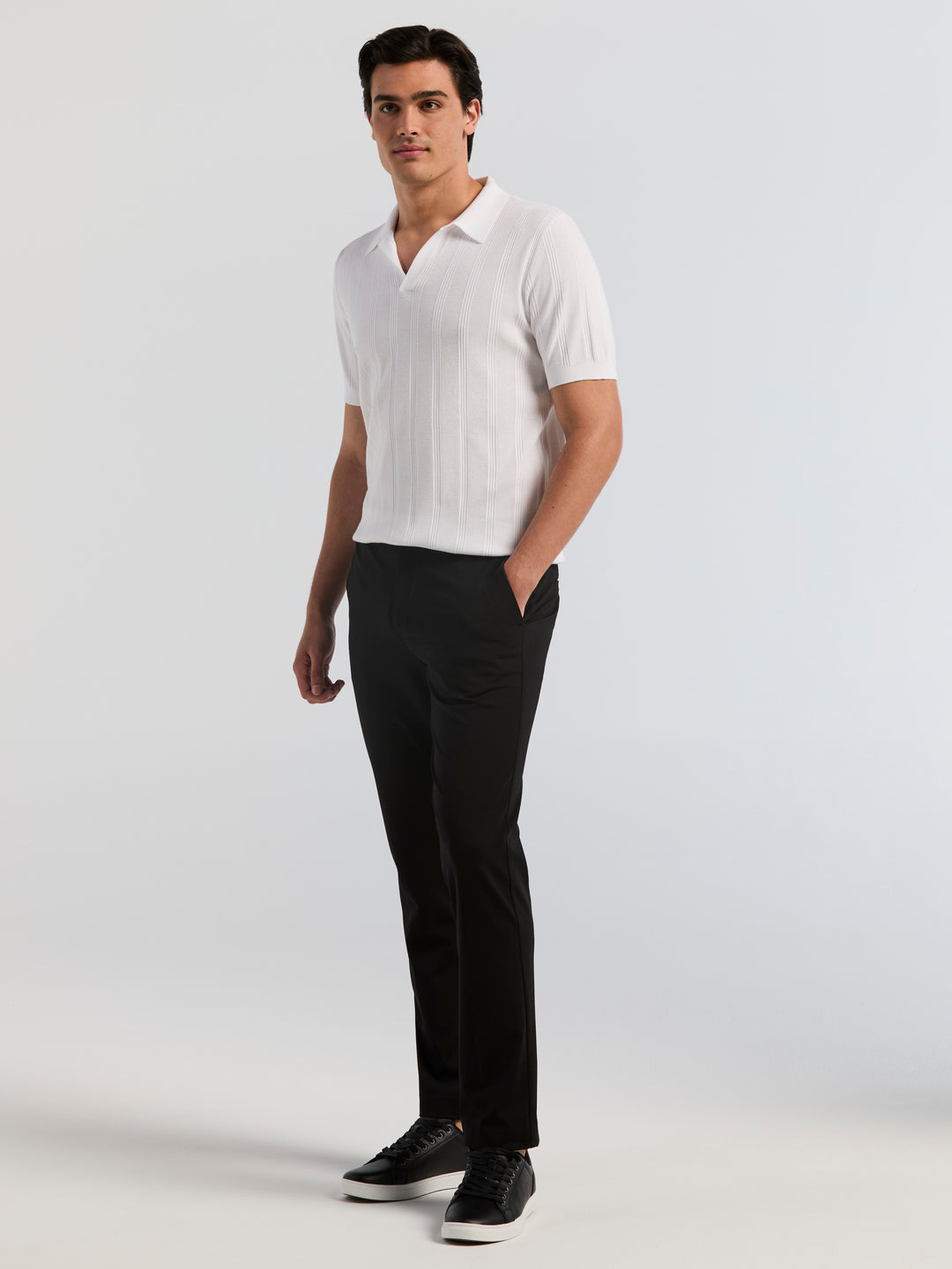 Slim Fit Drawstring Knit Chino (Black) 