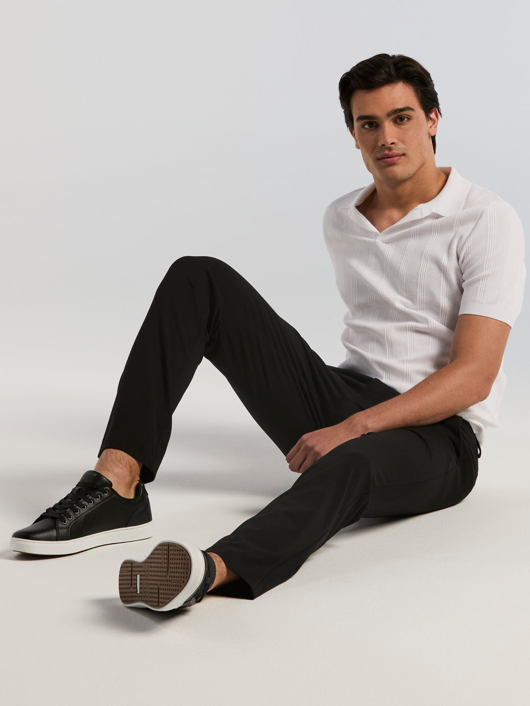 Slim Fit Drawstring Knit Chino (Black) 