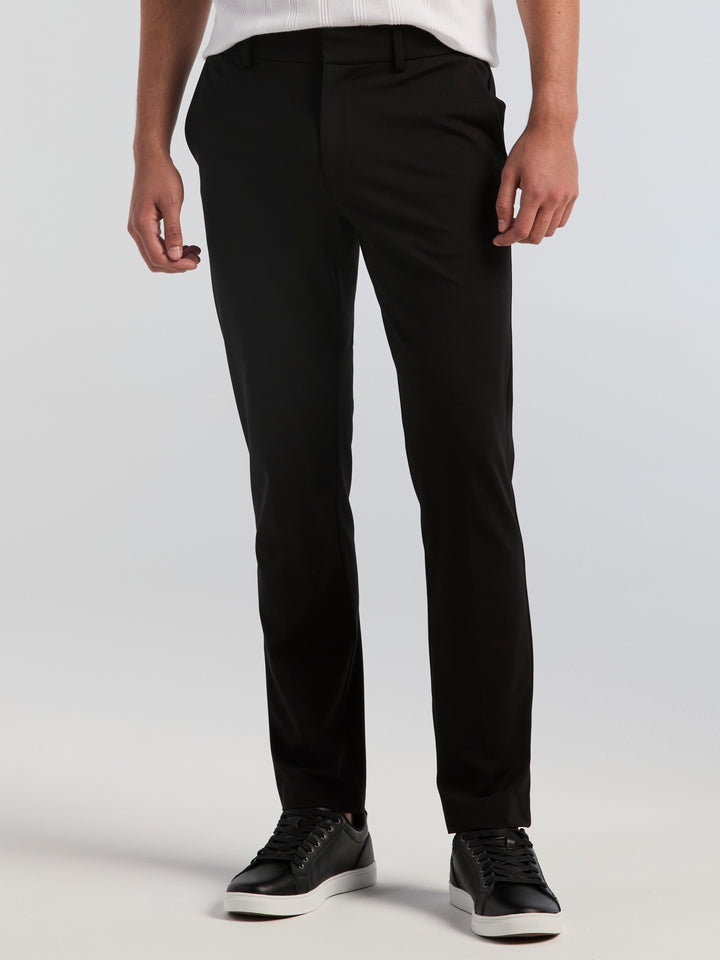 Slim Fit Drawstring Knit Chino (Black) 