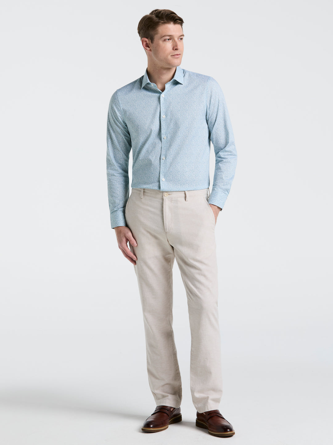 Slim Fit Flat Front Chino Pant (Natural Linen) 