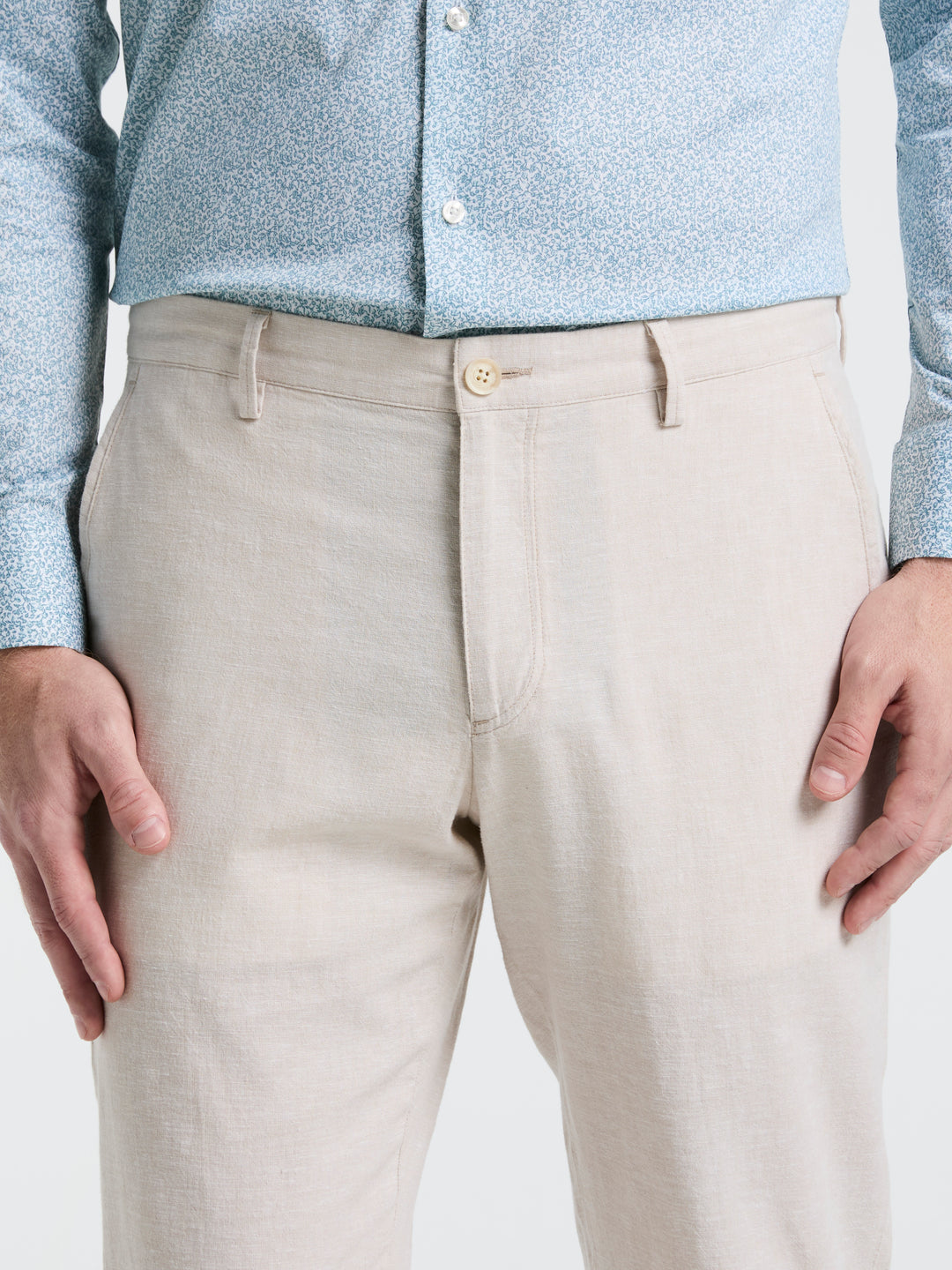 Slim Fit Flat Front Chino Pant (Natural Linen) 