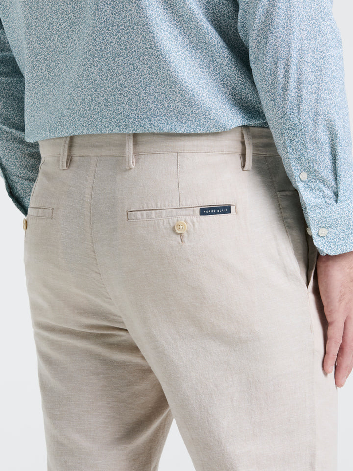 Slim Fit Flat Front Chino Pant (Natural Linen) 