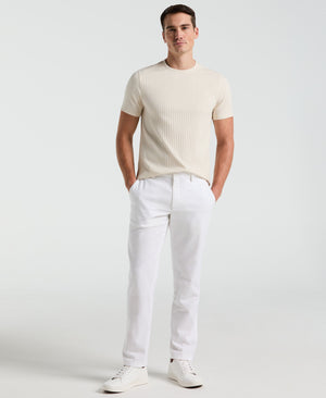 Slim Fit Flat Front Chino Pant (Bright White) 