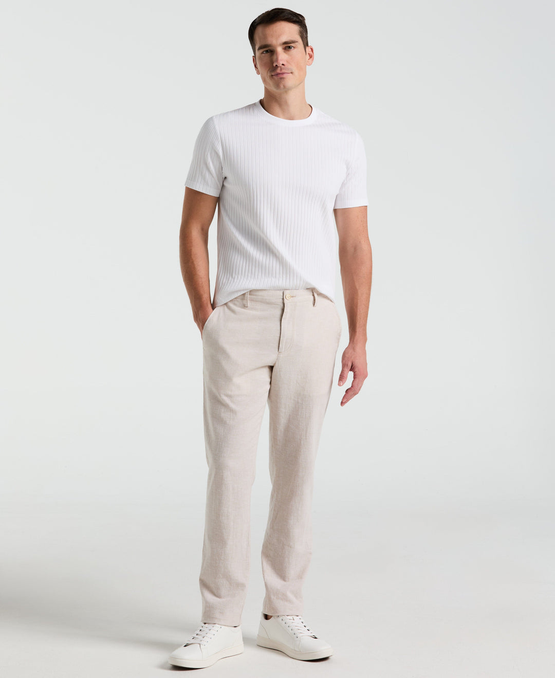 Slim Fit Flat Front Chino Pant (Natural Linen) 