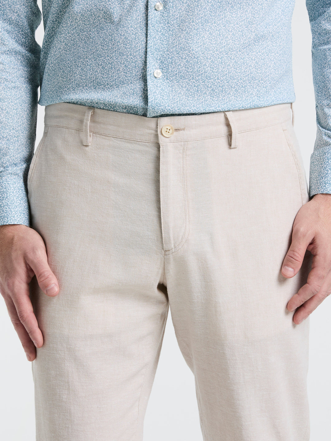 Slim Fit Flat Front Chino Pant (Natural Linen) 