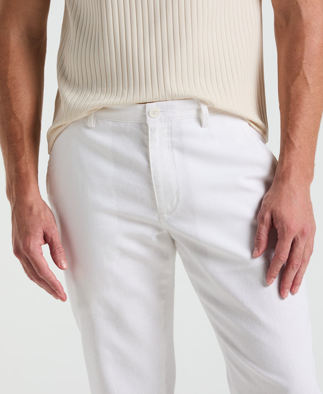 Slim Fit Flat Front Chino Pant (Bright White) 