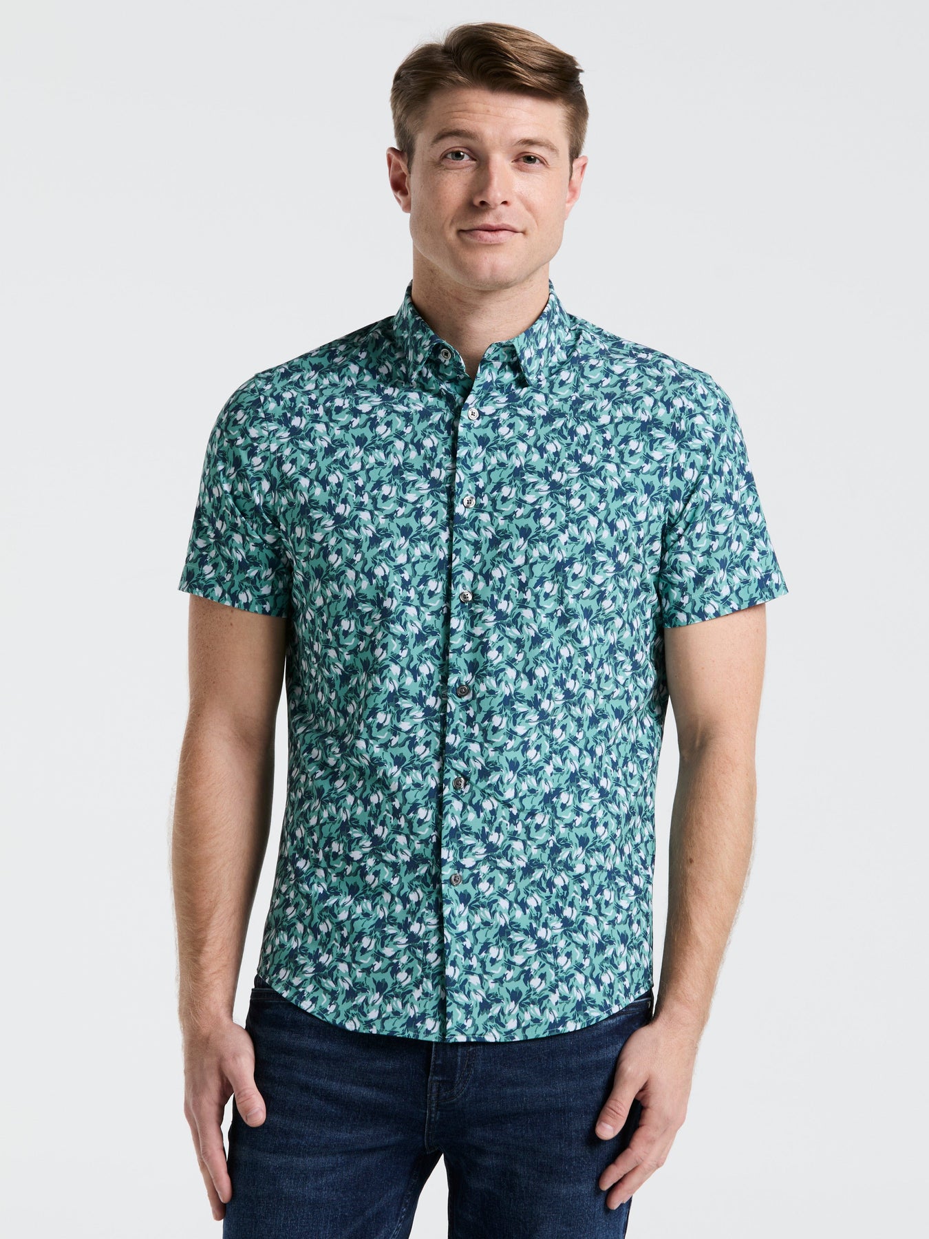 Slim Fit Floral Print Shirt – Perry Ellis
