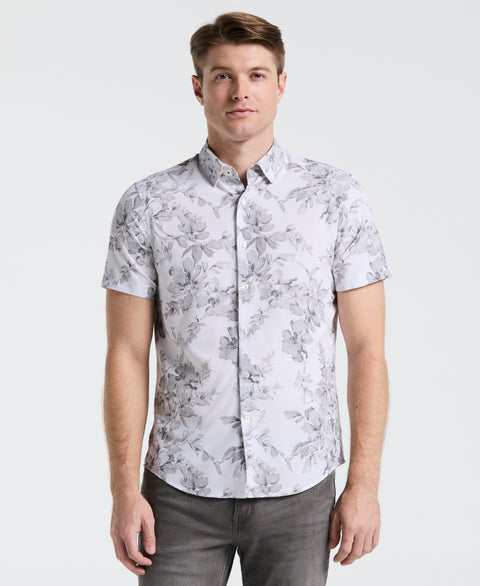 Slim Fit Floral Shirt (Bright White) 