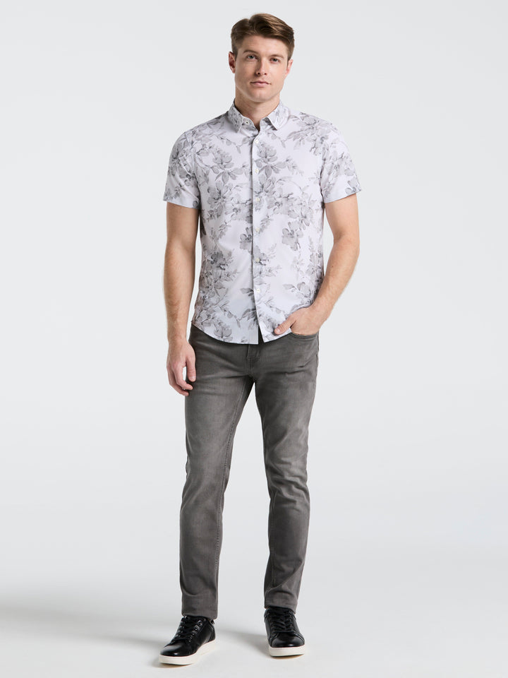 Slim Fit Floral Shirt (Bright White) 