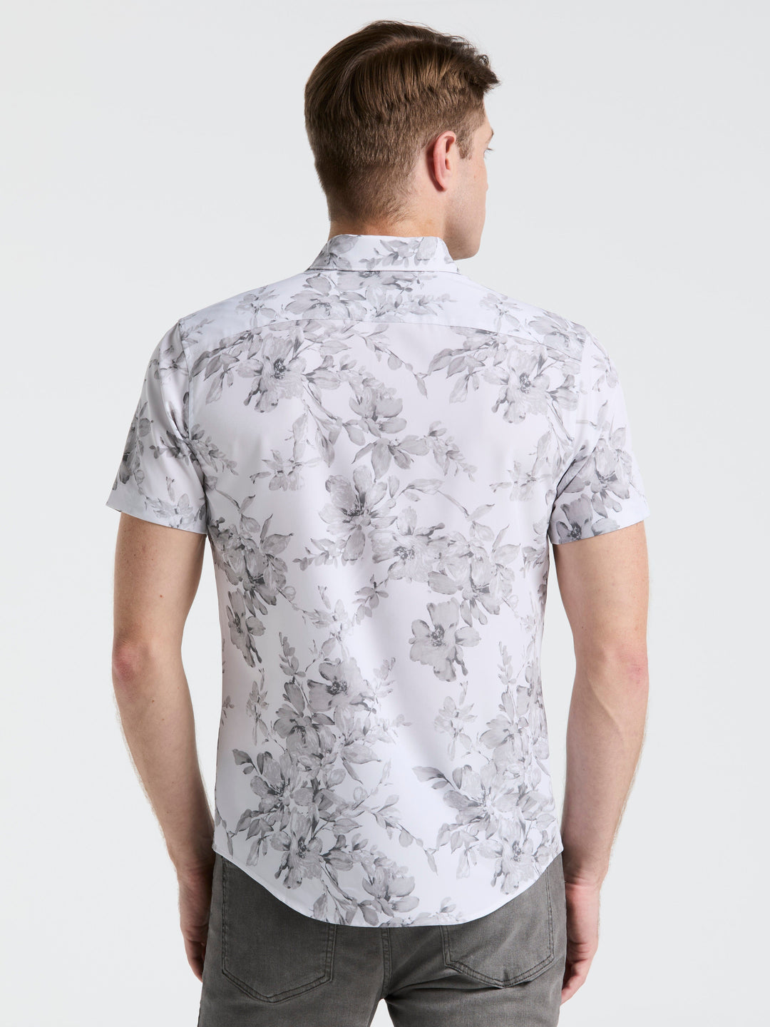 Slim Fit Floral Shirt (Bright White) 