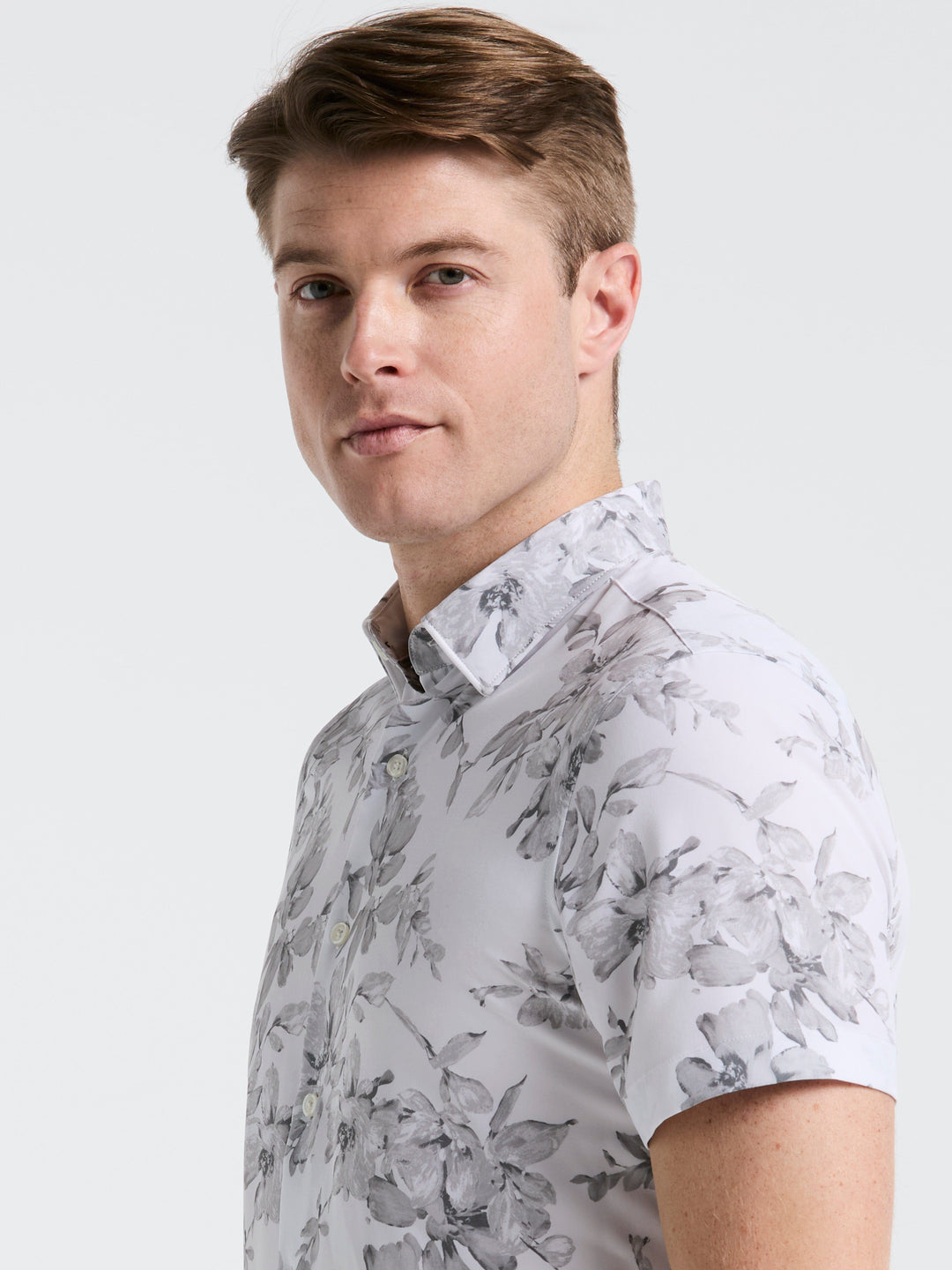 Slim Fit Floral Shirt (Bright White) 