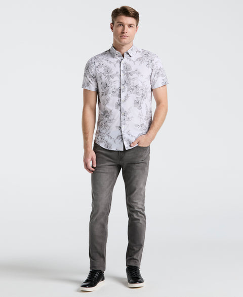 Slim Fit Floral Shirt (Bright White) 