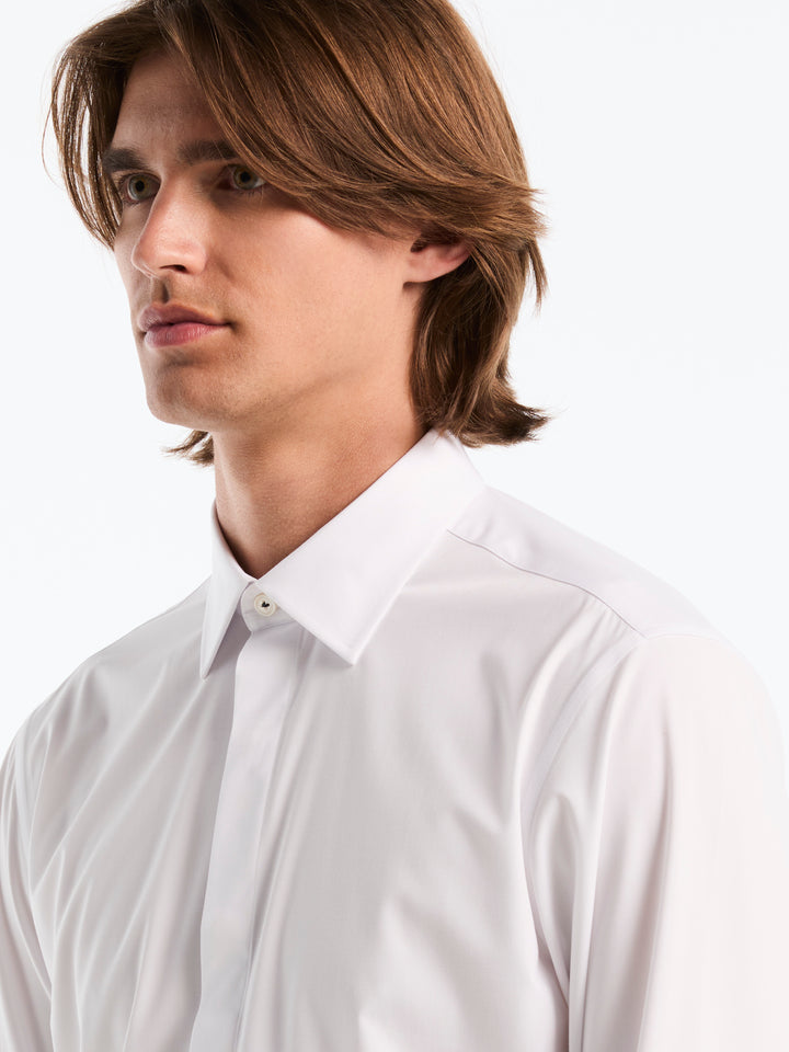 Slim Fit French Cuff Solid Tuxedo Dress Shirt (Bright White) 