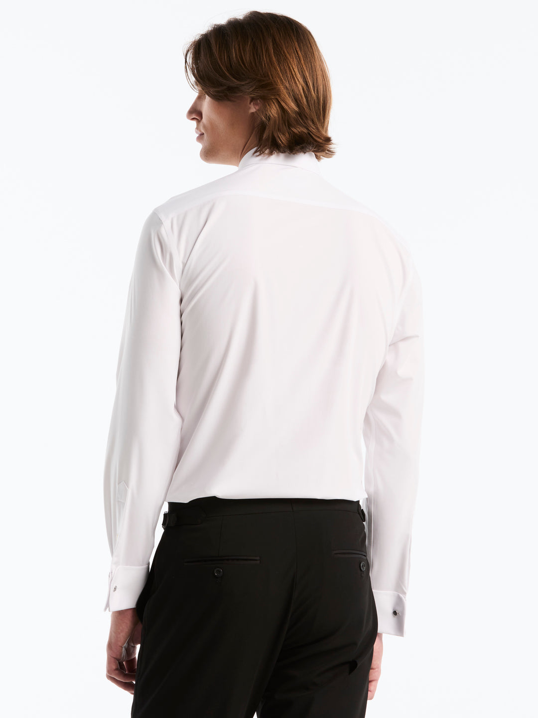 Slim Fit French Cuff Solid Tuxedo Dress Shirt (Bright White) 