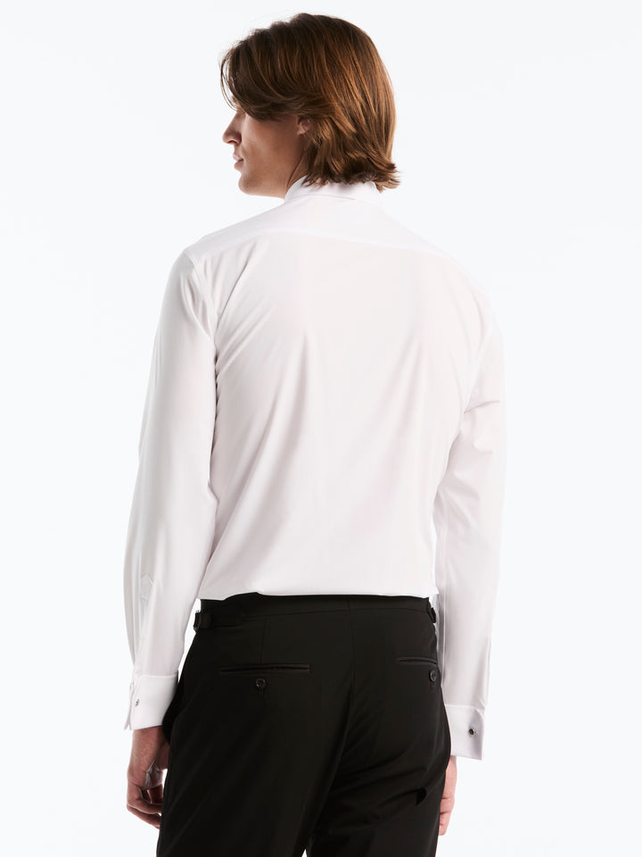 Slim Fit French Cuff Solid Tuxedo Dress Shirt (Bright White) 