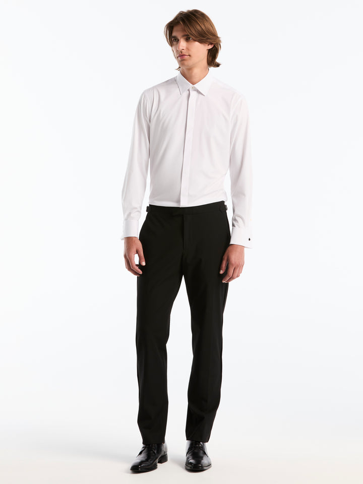 Slim Fit French Cuff Solid Tuxedo Dress Shirt (Bright White) 