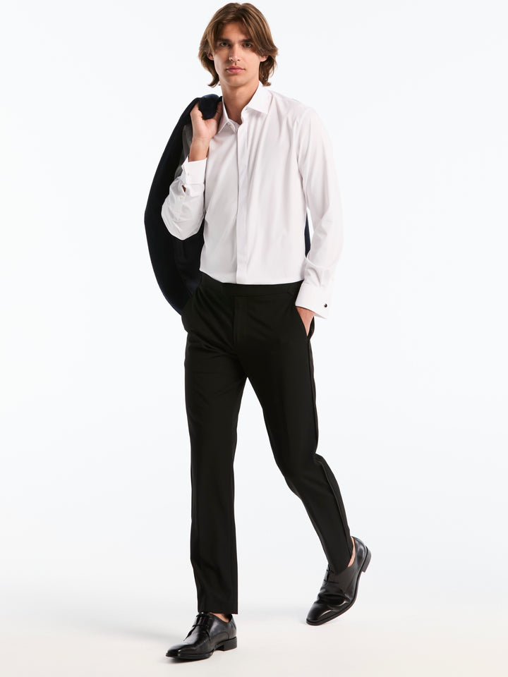 Slim Fit French Cuff Solid Tuxedo Dress Shirt (Bright White) 