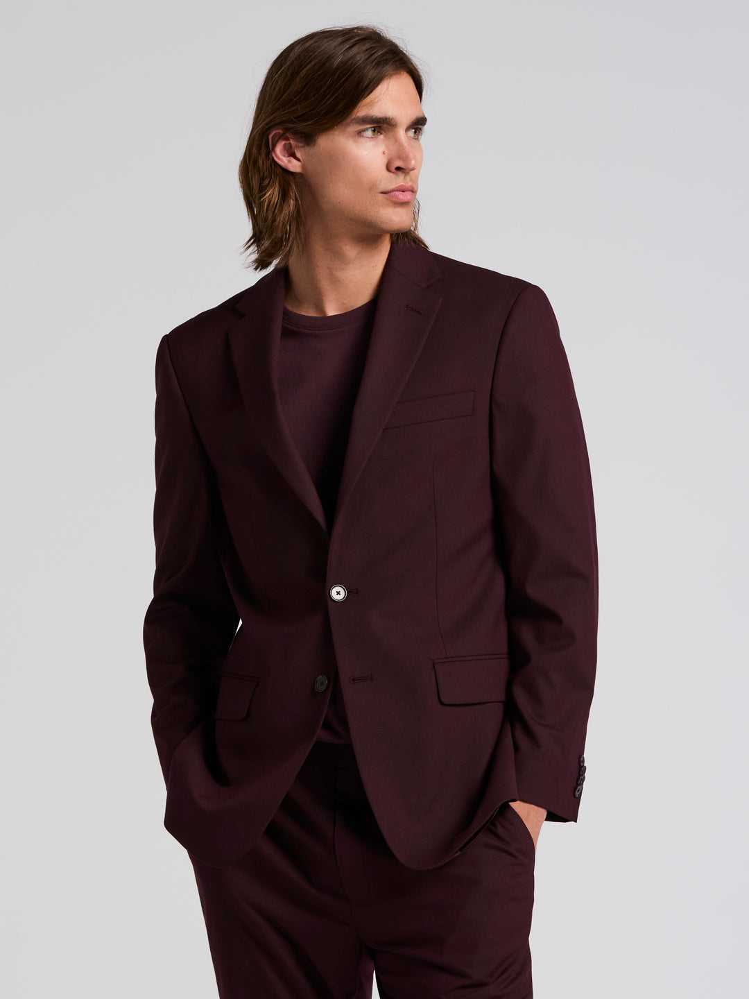 Slim Gabardine Jacket (Wine) 