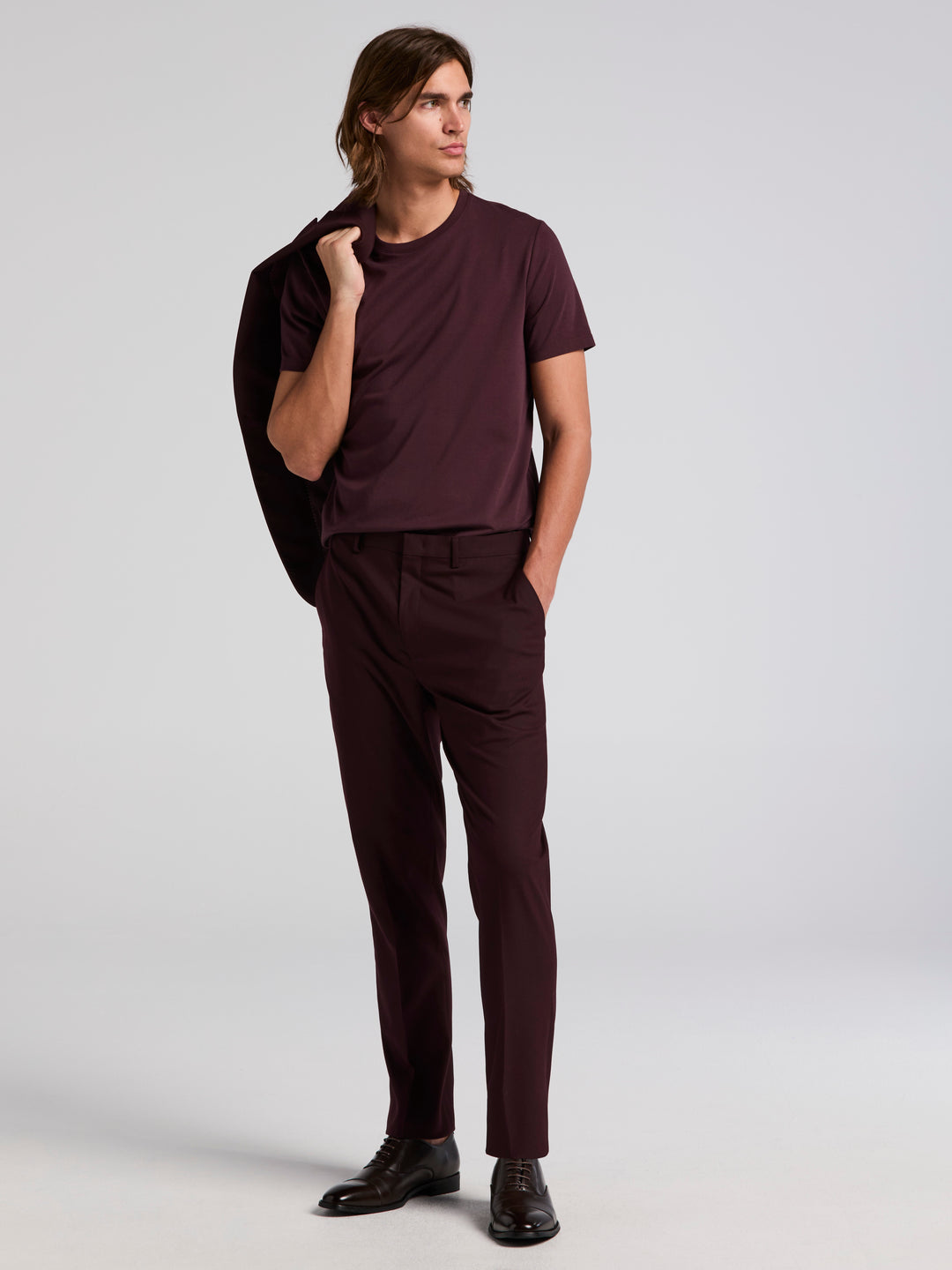 Slim Fit Performance Gabardine Pant (Wine) 