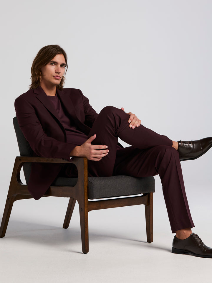 Slim Fit Performance Gabardine Pant (Wine) 