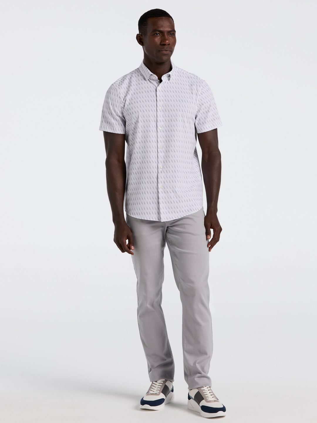 Slim Fit Geo Print Shirt (Bright White) 