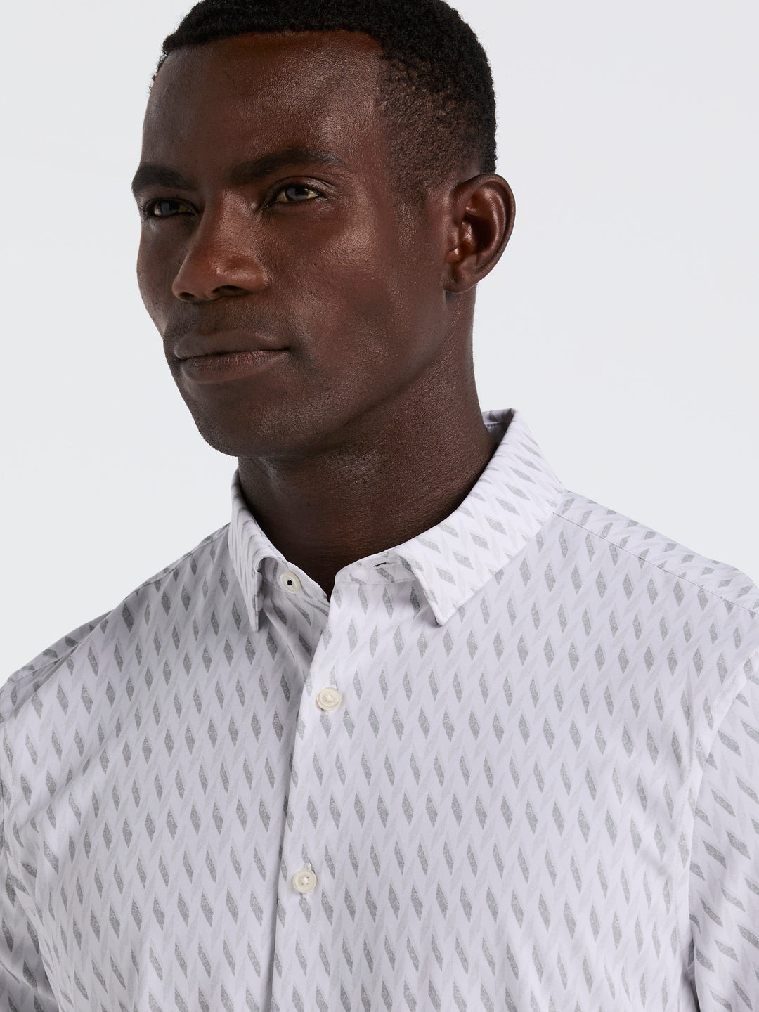 Slim Fit Geo Print Shirt (Bright White) 