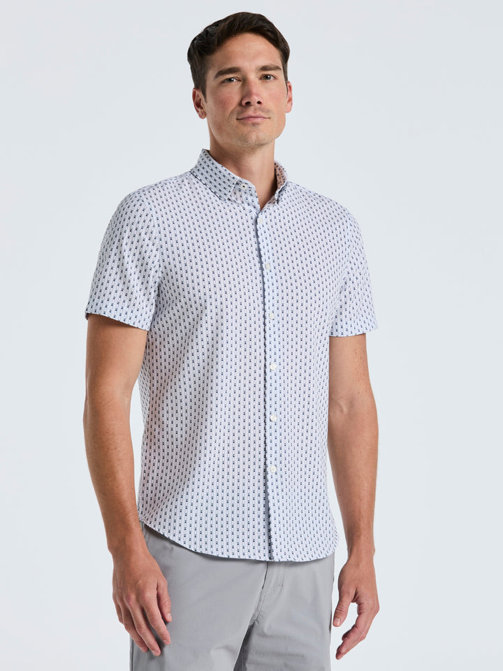 Slim Fit Geometric Stripe Shirt (Bright White) 