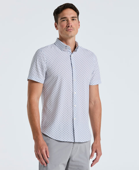 Slim Fit Geometric Stripe Shirt (Bright White) 