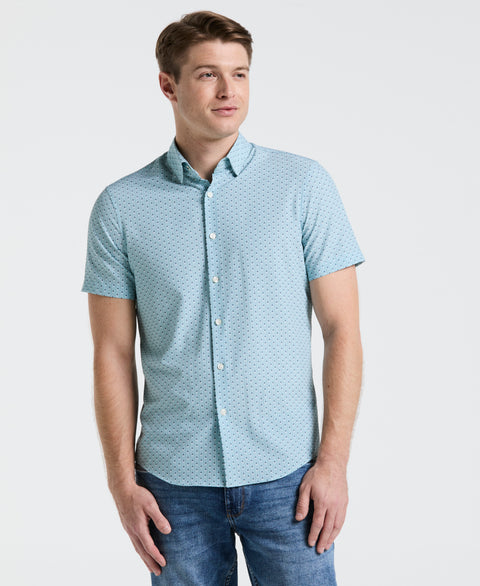 Slim Fit Geometric Stripe Shirt (Ether) 