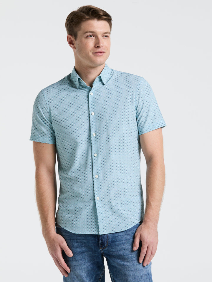 Slim Fit Geometric Stripe Shirt (Ether) 