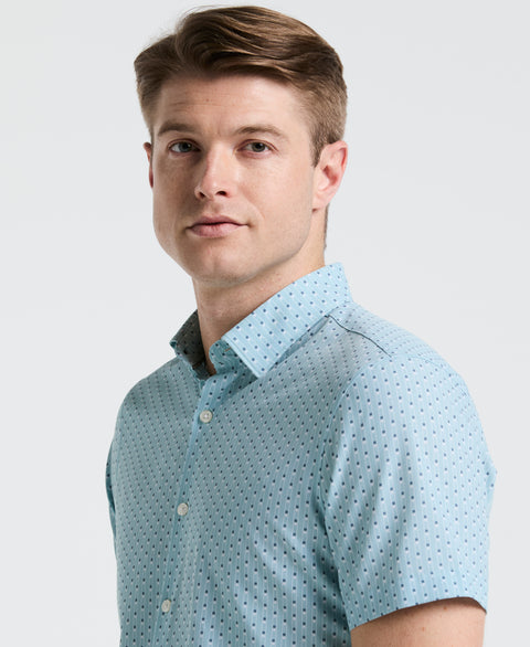 Slim Fit Geometric Stripe Shirt (Ether) 