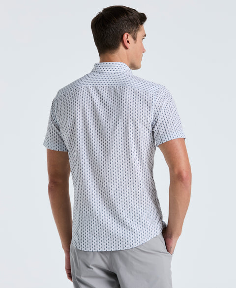 Slim Fit Geometric Stripe Shirt (Bright White) 