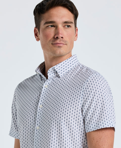 Slim Fit Geometric Stripe Shirt (Bright White) 