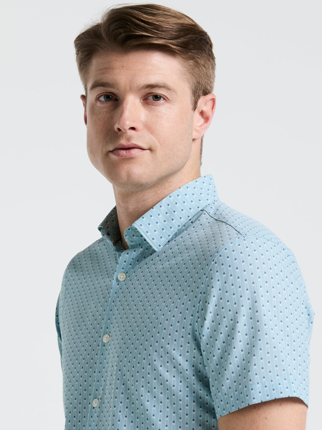 Slim Fit Geometric Stripe Shirt (Ether) 